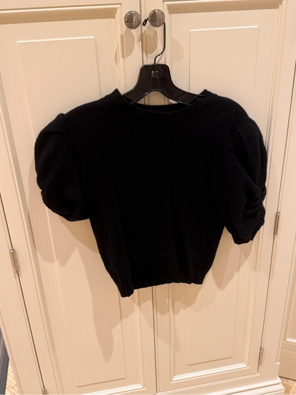 Frame Black Puff-Sleeve Knit Sweater
